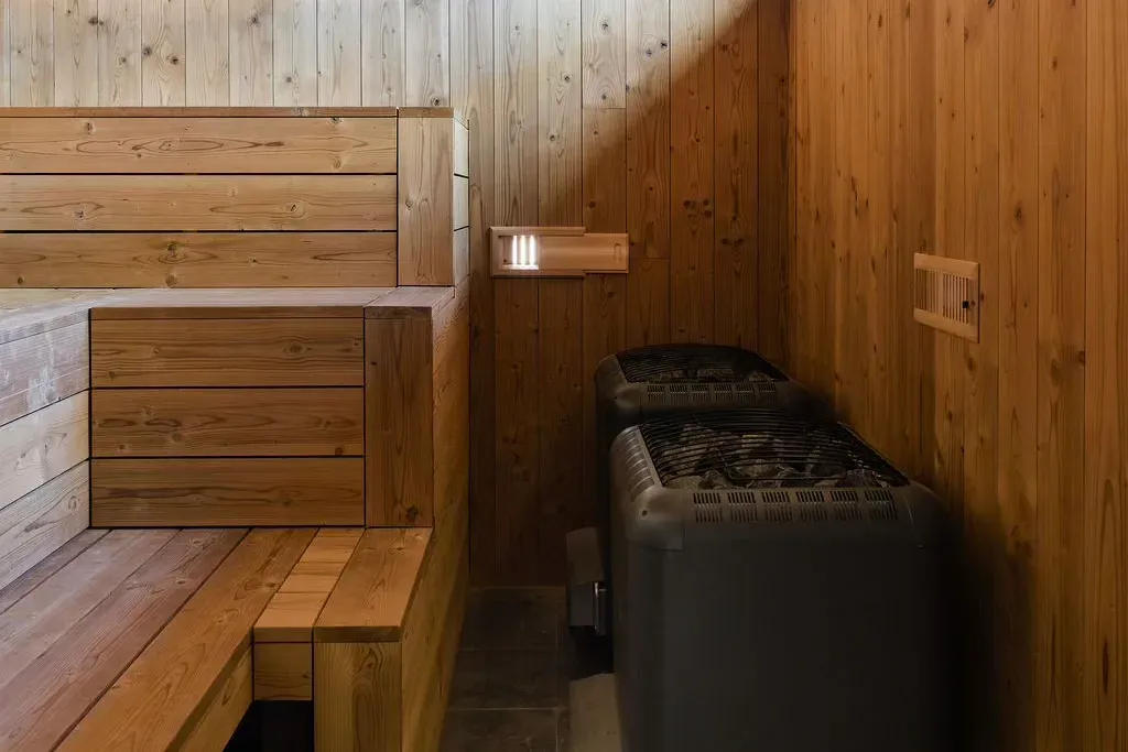 Cedar sauna interior for Serana guest recovery