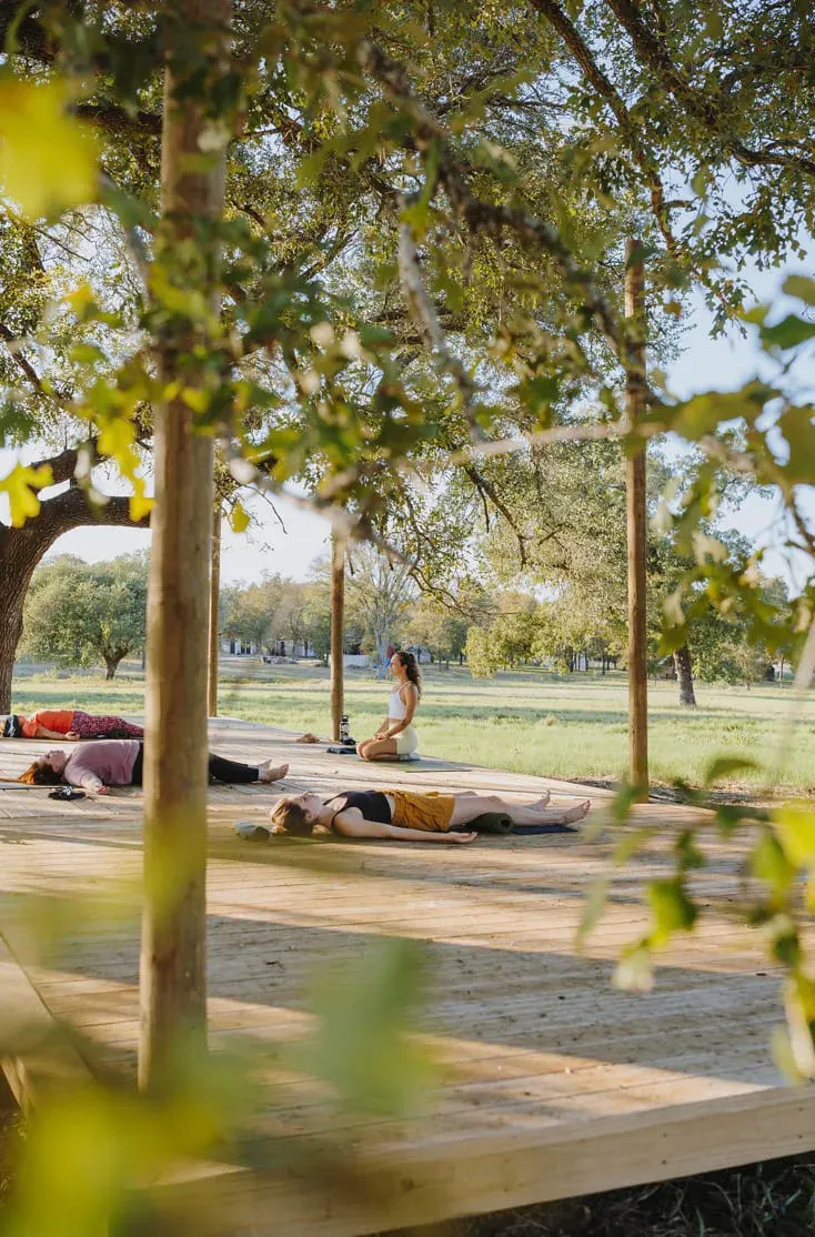 Open oak grove lawn at Serana for private retreat weekends