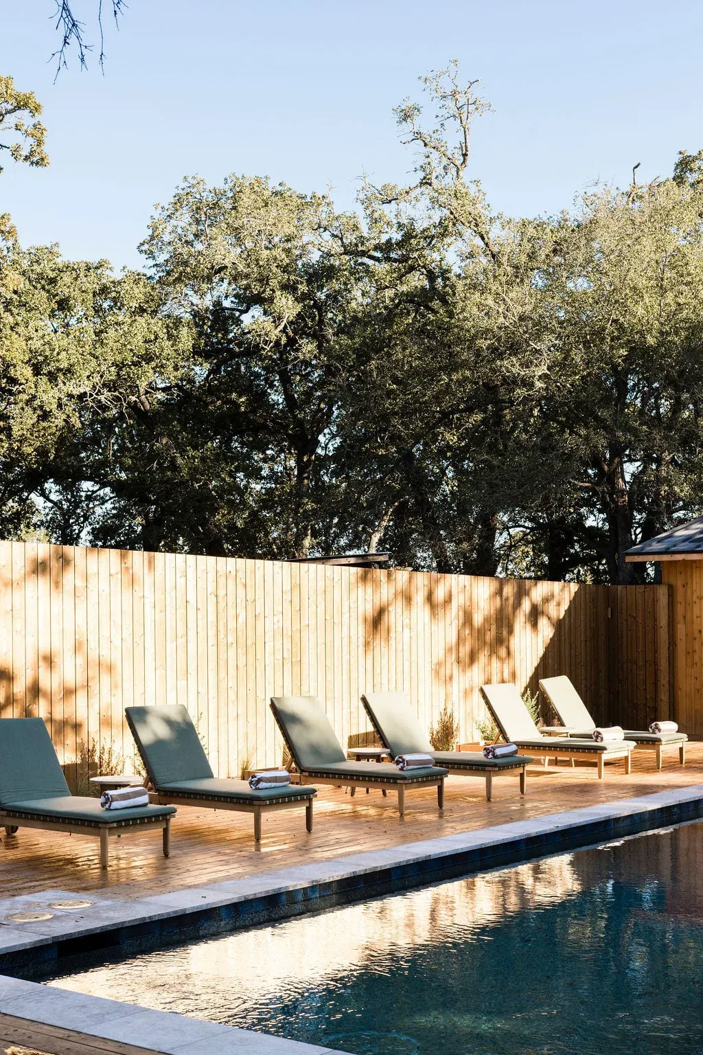 Pool and lounge chairs ready for guest recovery time