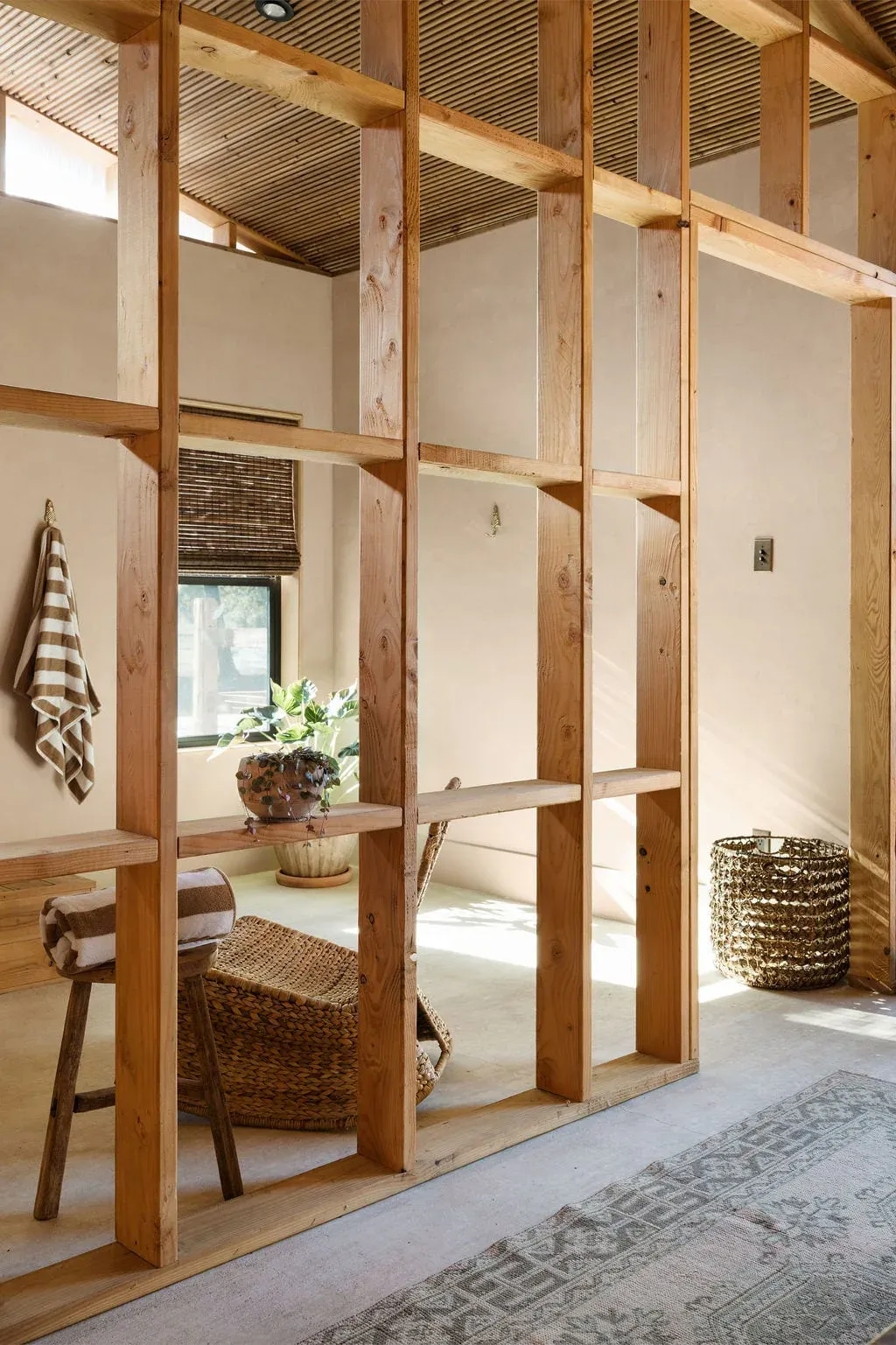 Serana spa house entry hall with warm natural finishes